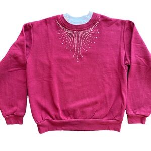 Vintage Day Breeze Rhinestone Crew Neck Sweatshirt Size M Pullover Casual Chic